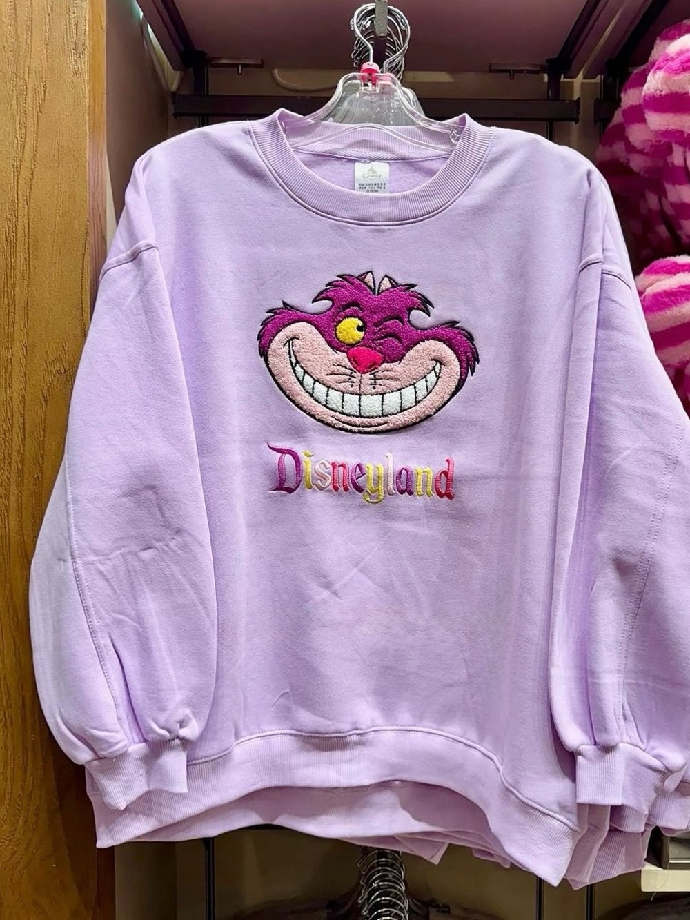 Disney Lavender Cheshire Cat Embroidered Crewneck Sweatshirt